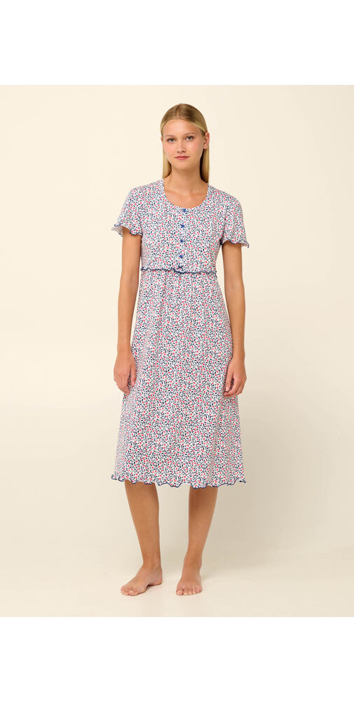 Letní těhotenská a kojící noční košile Vamp s volánky 22308 blue peony