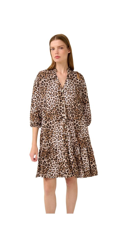 Letní šaty Vamp s potiskem a knoflíky 22430 brown coffe