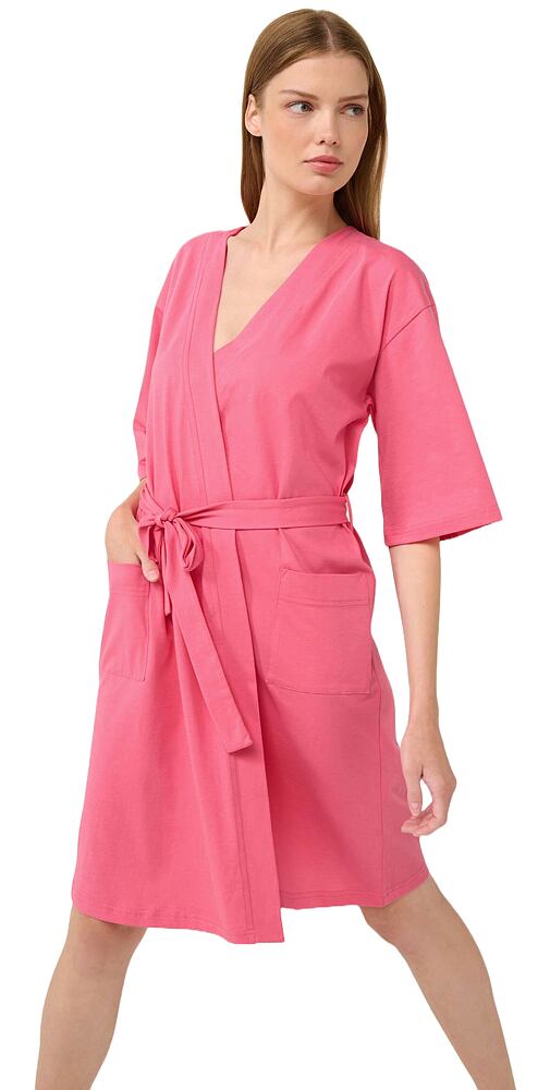 Bavlněný letní župan na zavazování Vamp 22256 pink dove