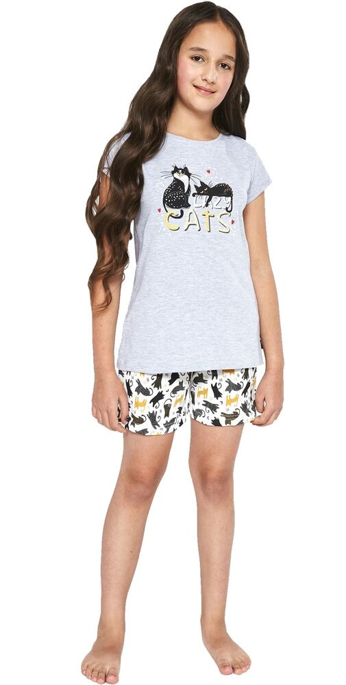 Pyžamo pro děvčata Cornette Young Cats šedé