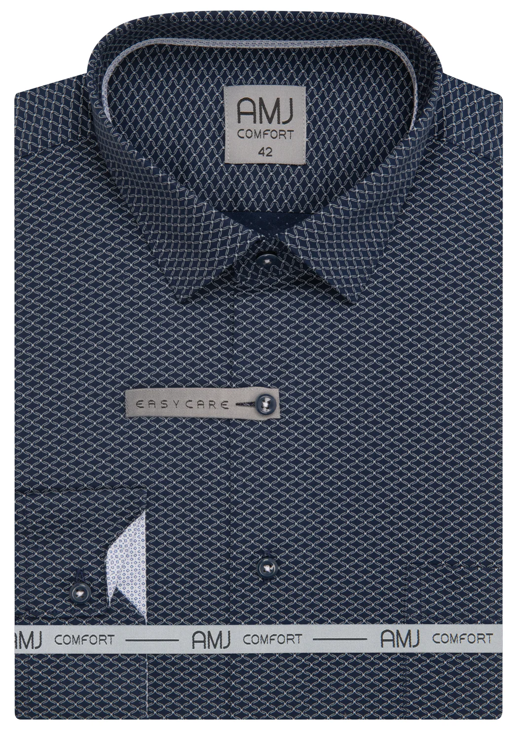 Pánská vzorovaná košile AMJ Slim Fit navy