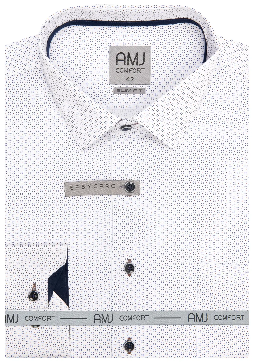 Pánská bílá vzorovaná košile AMJ Slim Fit